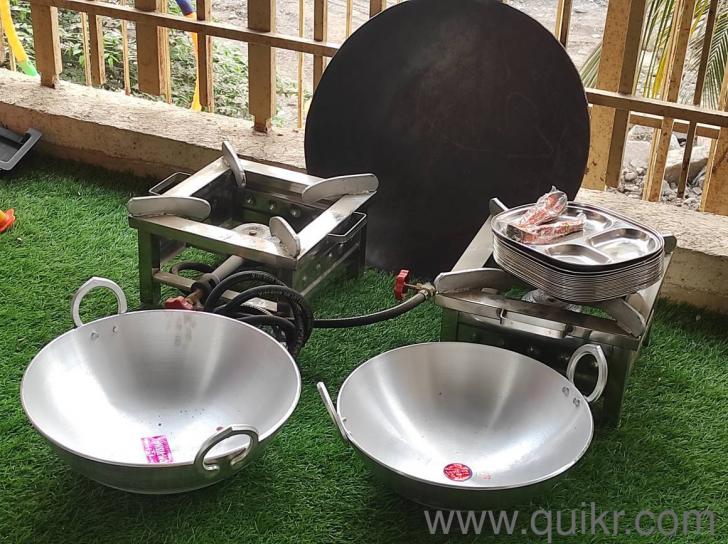 2 Unused commercial burners and utensils with 15 kg refined palm