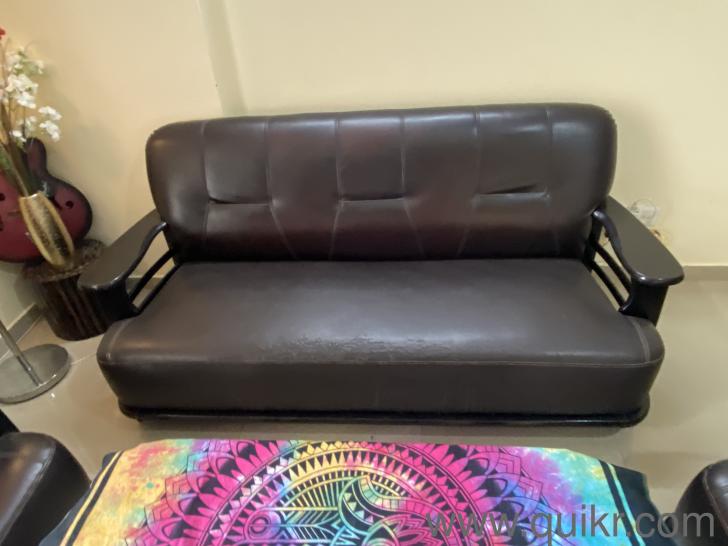 Teak wood sofa with leather upholstery Bangalore Quikr