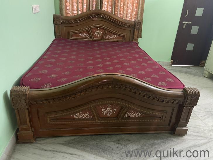 Teak Wood Double Bed with Mattress Looks New Hyderabad Quikr