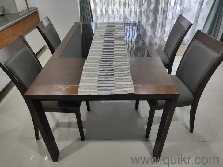 Glass 46 Seater Extendable Dining Table Brown Finish
