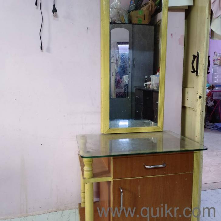 wooden Dressing table with mirror and 2 draws along with warm light