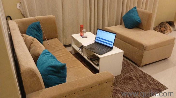 Stylish 3-Seater Beige Sofa with Lounger Great Condition(1)