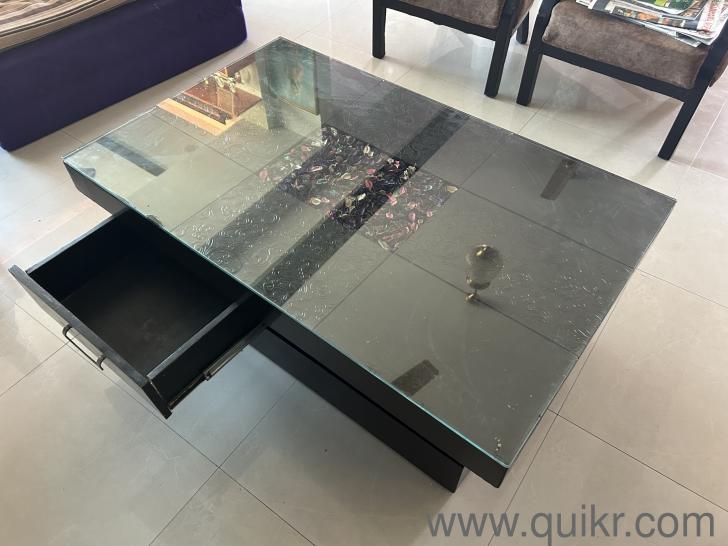 Designer Teak Wood Glass Top Center Table with Storage - Like New(1)