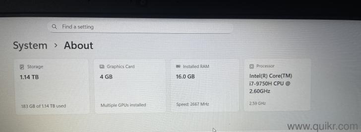 Acer Nitro 5, 16 GB Ram, 1.14TB storage, 4GB graphics card, i7 9th gen