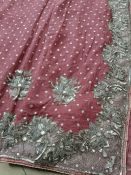 Elegant chiffon shimmer saree with heavy silver work(2)