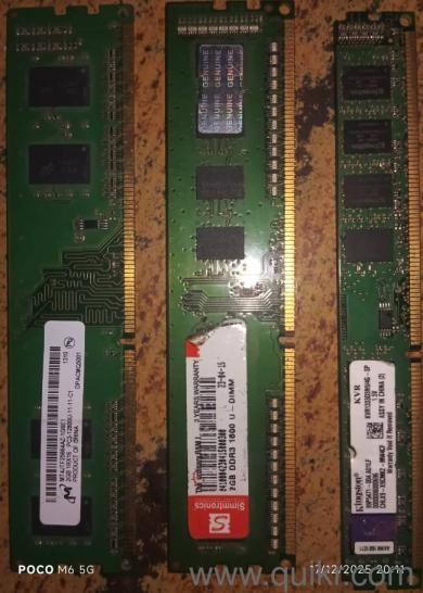 Ddr3 ram in working condition Ddr3 ram 2gb2 = 400 eachDdr3 ram 4gb1 = 550Slightly negotiable(1)