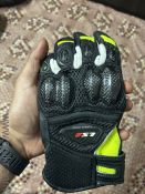 LS2 SPARK II LEATHER GLOVES BLACK H V YELLOW