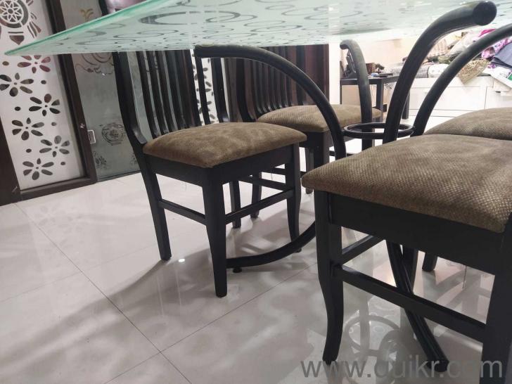 4 Seater Tuffen Galss Dining Table with wooden chairs Hyderabad Quikr