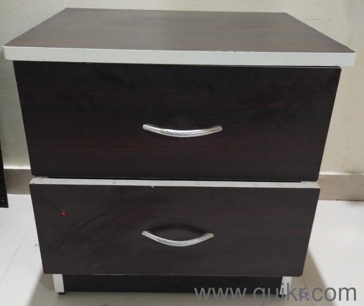 Queen size Wrought iron bed with storage and side tables in pristine