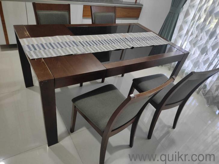 Glass 46 Seater Extendable Dining Table Brown Finish