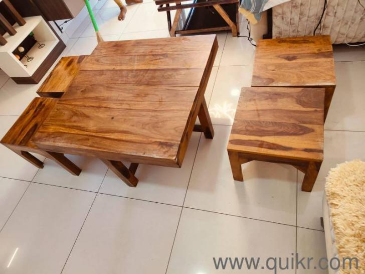 Sheesham wood, heavy dining table with 4 stools Bangalore Quikr