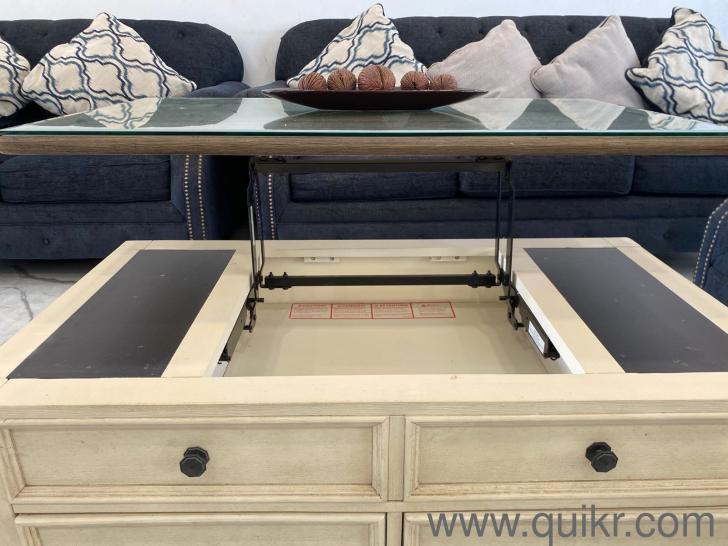 Openable Drawer Table Wood with glass top ,openable drawer with storage Center table | Mumbai ...