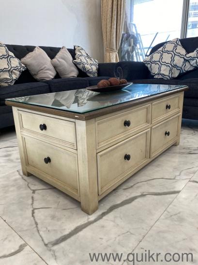 Openable Drawer Table Wood with glass top ,openable drawer with storage Center table | Mumbai ...