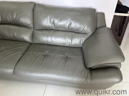 Dash Square, gray color leather sofa 3 seater + 2 seater in good condition