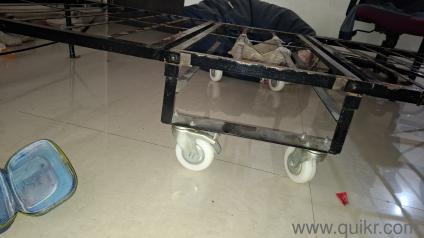 Roll-Away Metal Folding Bed in Black Colour with Mattress - Springtek(1)