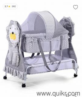 Fab N Funky Baby Cradle with Mosquito Net & Storage Lion Shaped - Grey(1)