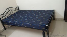 Steel cot bed with Mattress (no scratches, well in condition)(2)