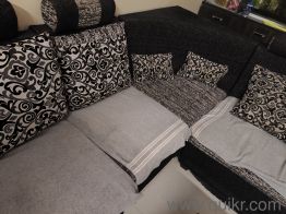 Fabric sofa set L shaped with cushions 7 seater without towel(3)