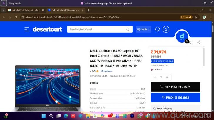 Touch screen refurbished Dell Latitude 5420 (Intel i5 11th Gen)