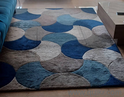 Blue Rectangular Geometric Design Carpet(3)