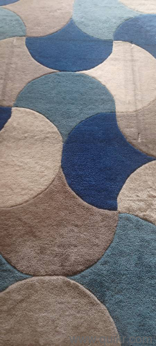 Blue Rectangular Geometric Design Carpet