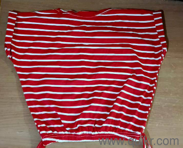 Red & White Striped Fit Crop Top | Shiny Rubber Print(1)