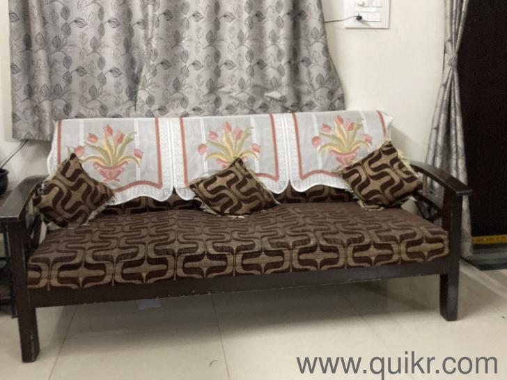 Wooden sofa set with cushions and sofa covers Hyderabad Quikr