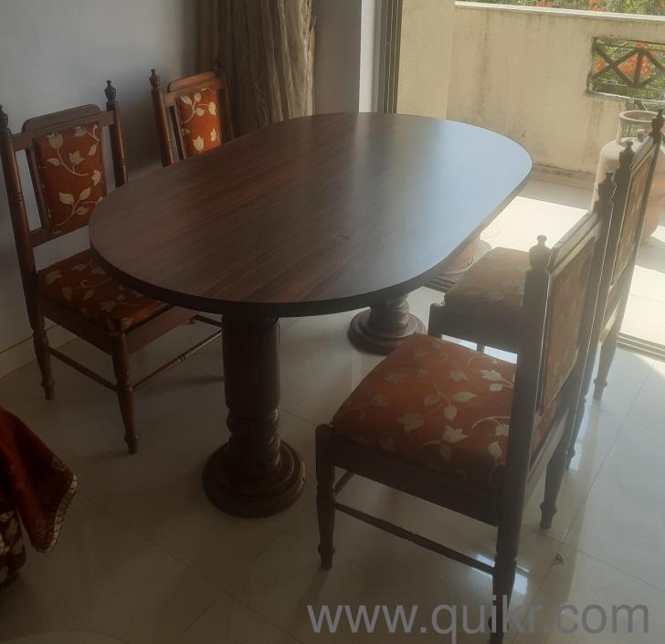 Teak wood made Dining Table 3x5 feet with 4 cushioned chairs Thane Quikr