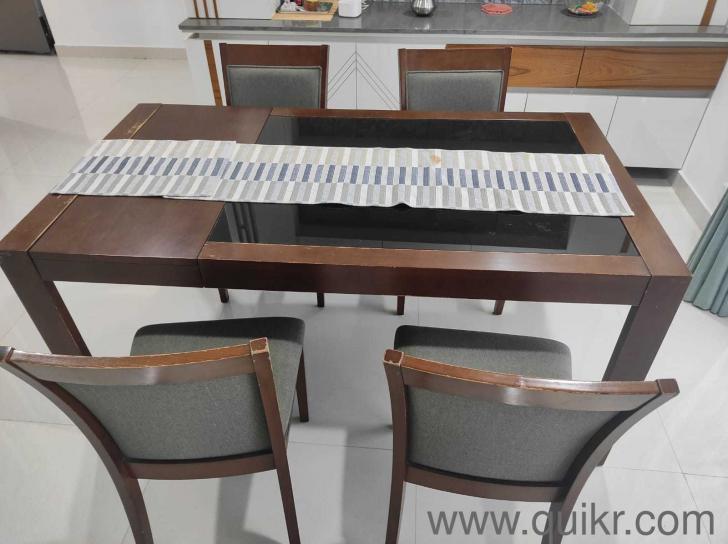 Glass 46 Seater Extendable Dining Table Brown Finish