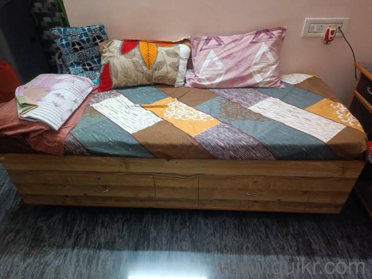 Diwan cot with storage and mattress (Kurl On) available for sale