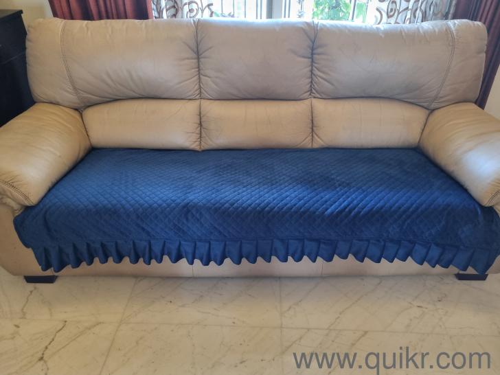 Pure leather imported beige colour leather sofas 3 + 3 with brand new