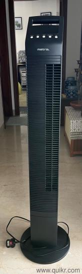 Stylish black pedestal fan with remote control