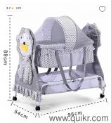 Fab N Funky Baby Cradle with Mosquito Net & Storage Lion Shaped - Grey(3)