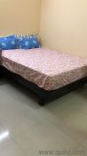 Queen size modern low-profile platform bed with 8-inch soft mattress like new(2)