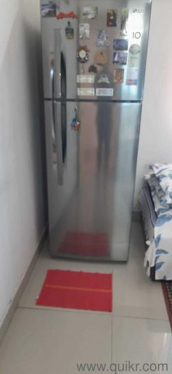 LG, double door, frostfree refrigerator in good working condition, steel grey finish(1)