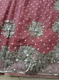 Elegant chiffon shimmer saree with heavy silver work(1)