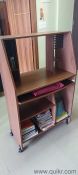 Wooden Computer Table with Storage Shelves & Wheels(3)