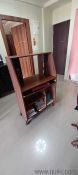 Wooden Computer Table with Storage Shelves & Wheels(2)